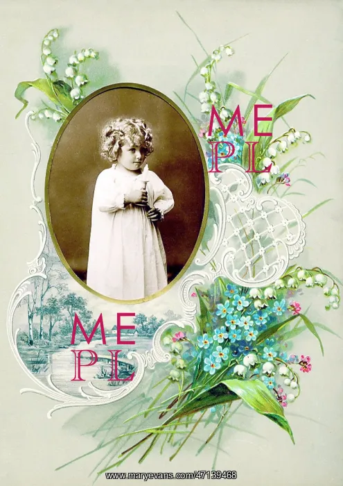  : Victorian floral greetings card design, A6 size, No. 8