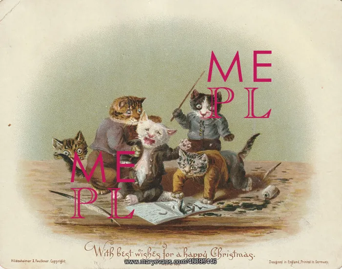 : Victorian Greeting Card - Kittens Playing : Victorian Greeting Card - Kittens Playing