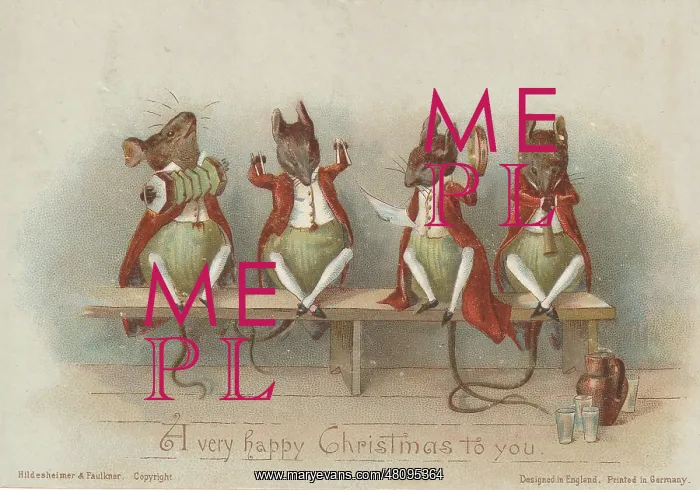 : Victorian Greeting Card - Mice Musicians : Victorian Greeting Card - Mice Musicians