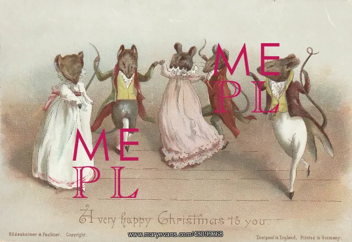 : Victorian Greeting Card - The Mouse Ball : Victorian Greeting Card - The Mouse Ball