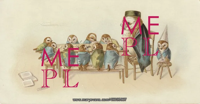 : Victorian Greeting Card - Professor Owl : Victorian Greeting Card - Professor Owl