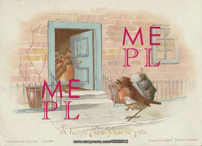 : Victorian Greeting Card - Robin Christmas Postman : Victorian Greeting Card - Robin Christmas Postman