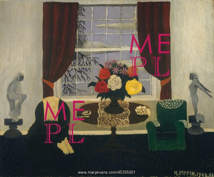 : VICTORIAN INTERIOR I, by Horace Pippin, 1945, African-Americ : VICTORIAN INTERIOR I, by Horace Pippin, 1945, African-Americ