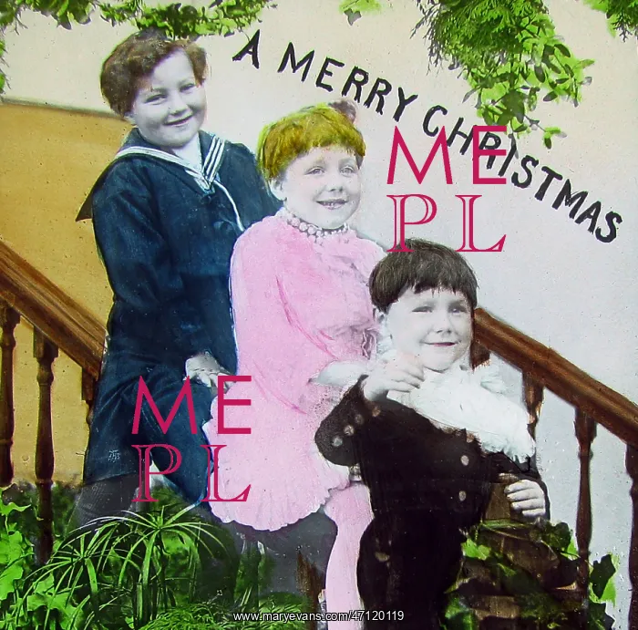  : Victorian Magic Lantern Slide Merry Christmas