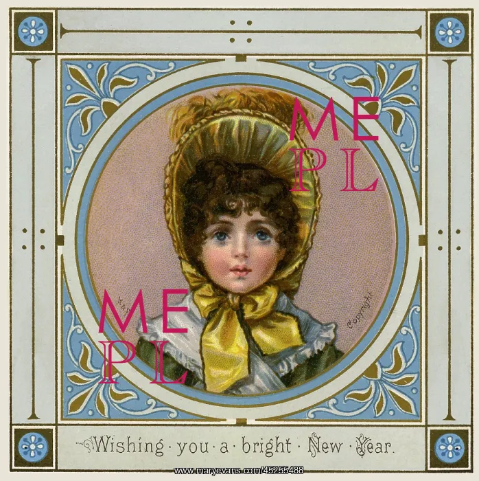 : Victorian New Year card : Victorian New Year card