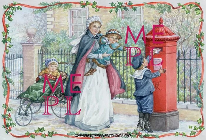 : Victorian nursemaid with three small children : Victorian nursemaid with three small children