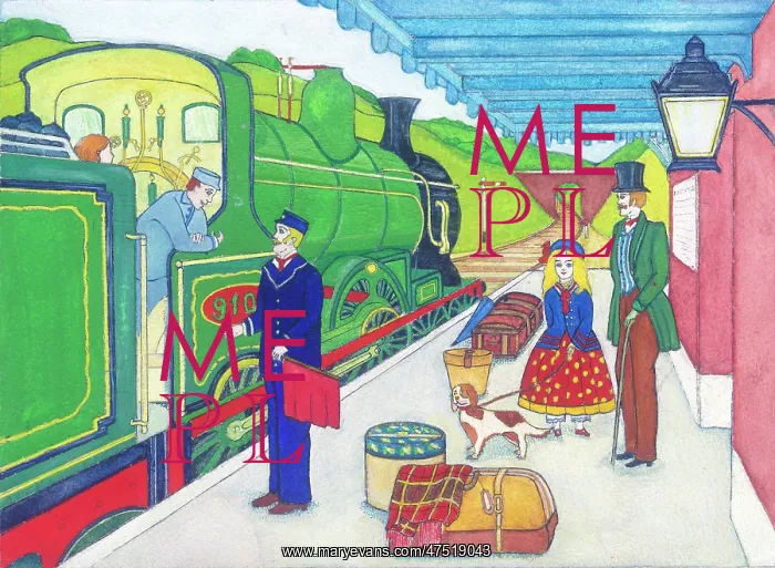 : Victorian Railway Station with steam train : Victorian Railway Station with steam train