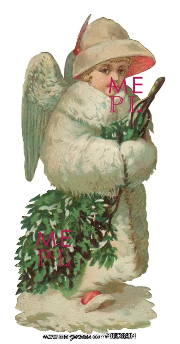  : Victorian Scrap, angel with Christmas tree