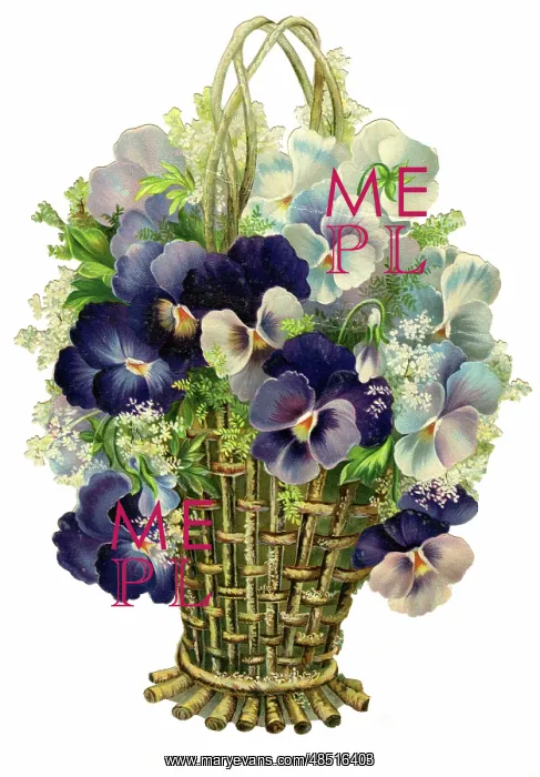 : Victorian Scrap, basket of flowers : Victorian Scrap, basket of flowers