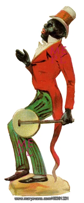  : Victorian scrap - black minstrel with banjo