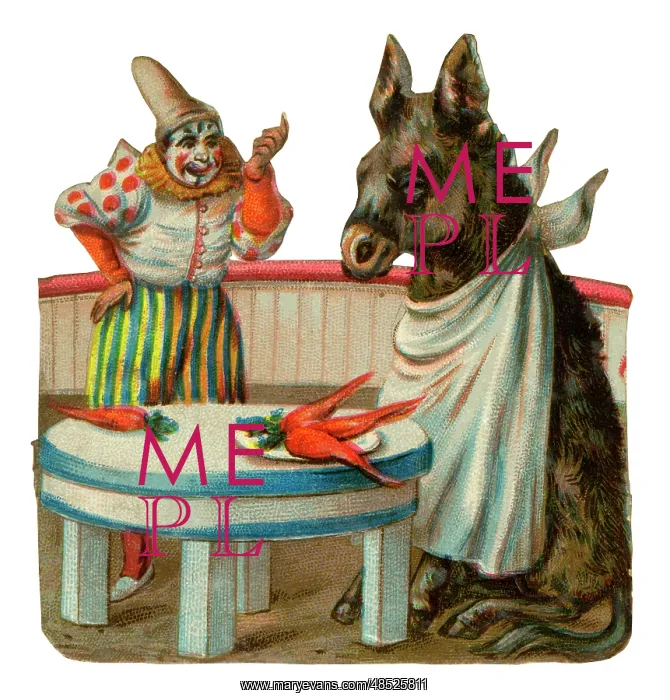  : Victorian Scrap, Circus Clown and Donkey