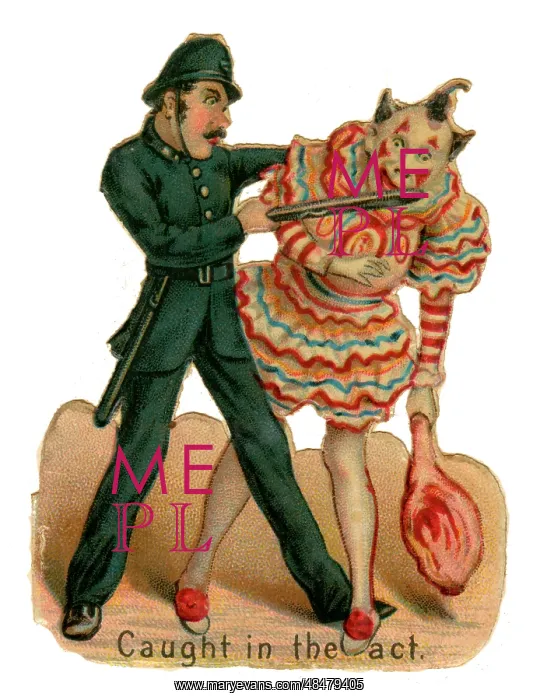 : Victorian scrap, Circus clown and policeman : Victorian scrap, Circus clown and policeman