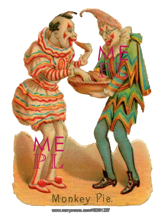  : Victorian scrap - circus clowns eating monkey pie