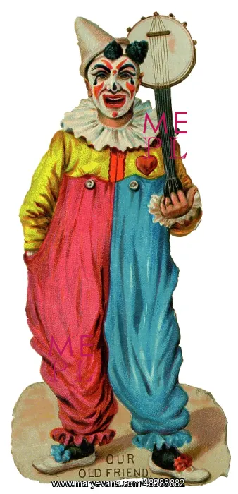  : Victorian Scrap, Clown with Banjo