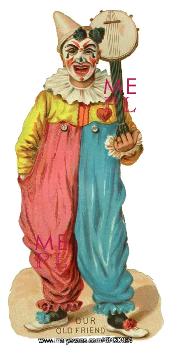  : Victorian Scrap - Clown with Banjo