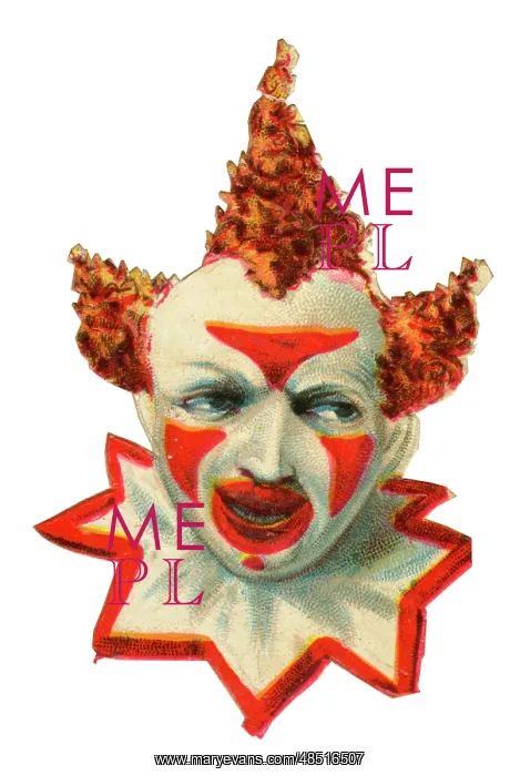 : Victorian Scrap, clown with painted face : Victorian Scrap, clown with painted face