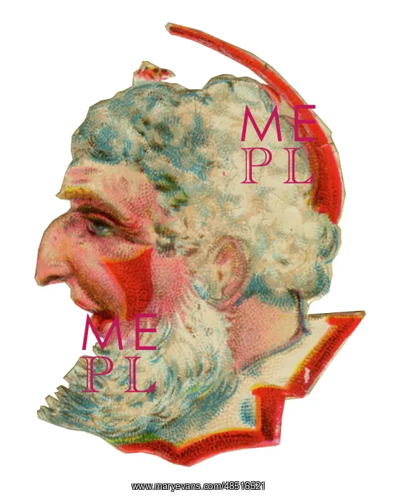  : Victorian Scrap, clown with white beard