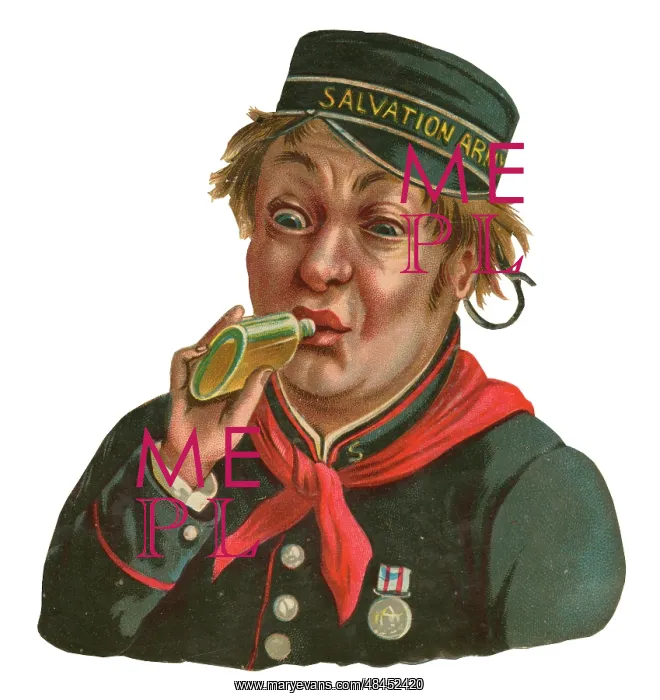  : Victorian scrap - comical Salvation Army drinker