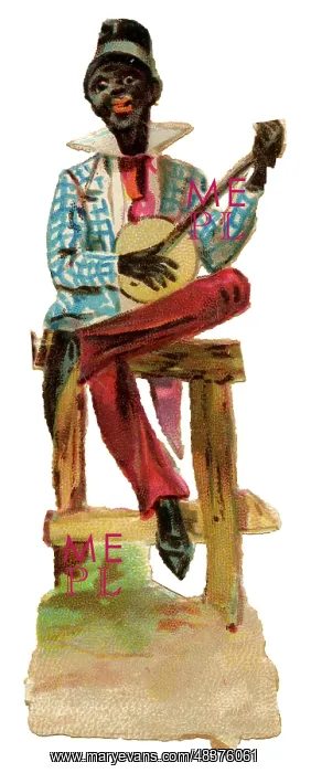  : Victorian Scrap - Minstrel playing banjo