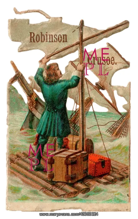  : Victorian scrap, Robinson Crusoe on a raft