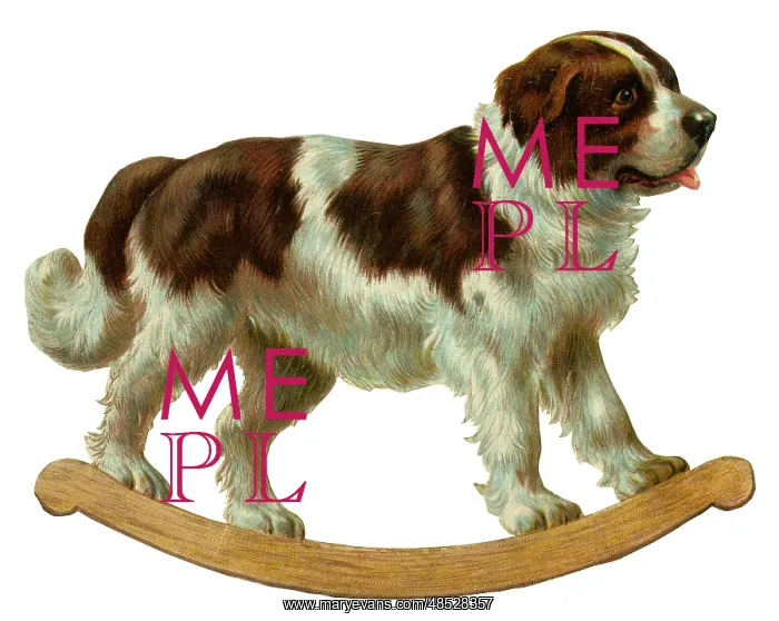  : Victorian scrap - rocking St Bernard dog