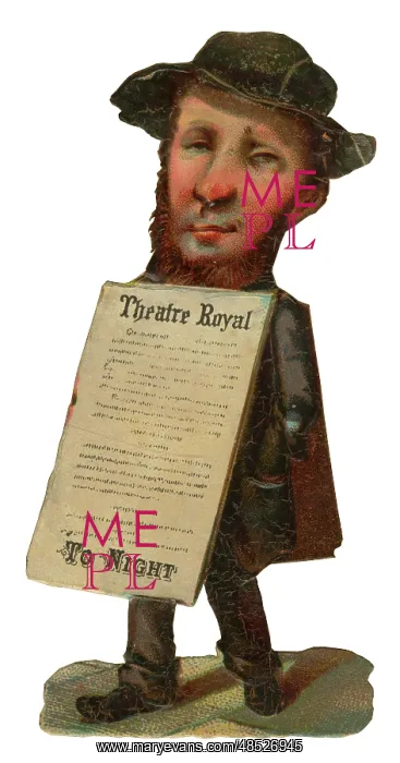 : Victorian Scrap, sandwich board man : Victorian Scrap, sandwich board man
