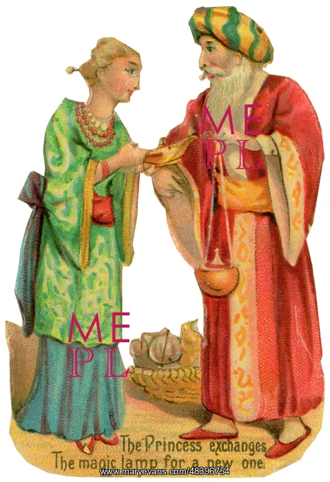 : Victorian scrap, scene from Aladdin : Victorian scrap, scene from Aladdin