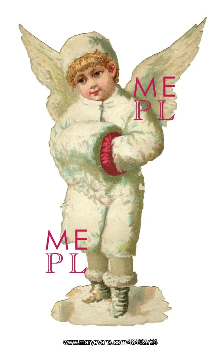  : Victorian scrap, Snow Angel with a fur muff