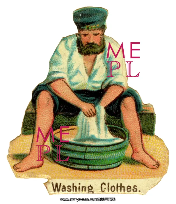  : Victorian Scrap - Washing Clothes in the Navy
