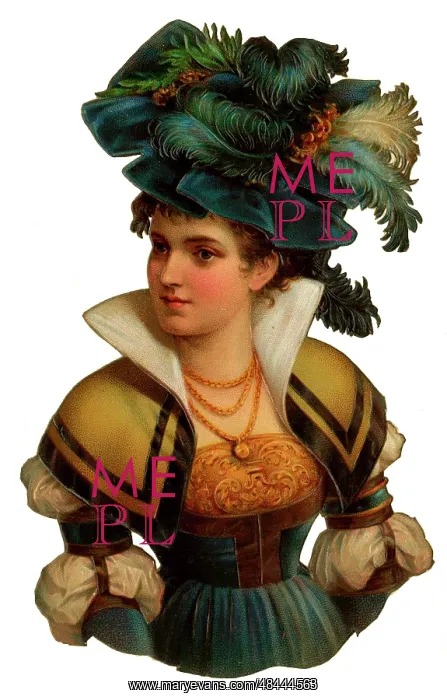  : Victorian Scrap, woman in a large hat