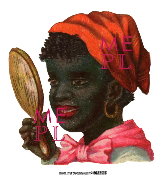  : Victorian Scrap, woman looking in hand mirror