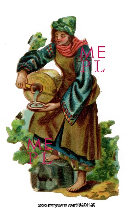  : Victorian scrap, woman with water jar