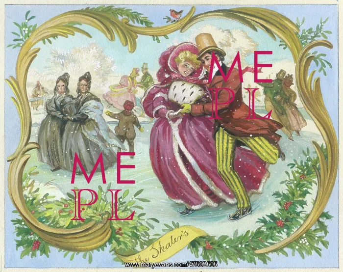 : Victorian skating scene inside a rococo border : Victorian skating scene inside a rococo border