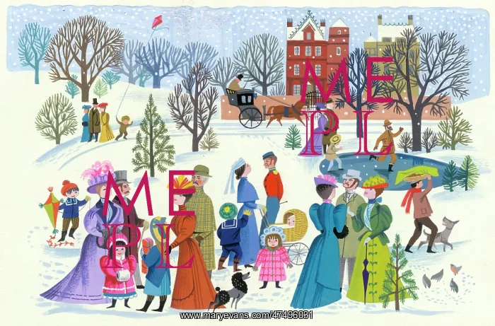  : Victorian snow scene in a park
