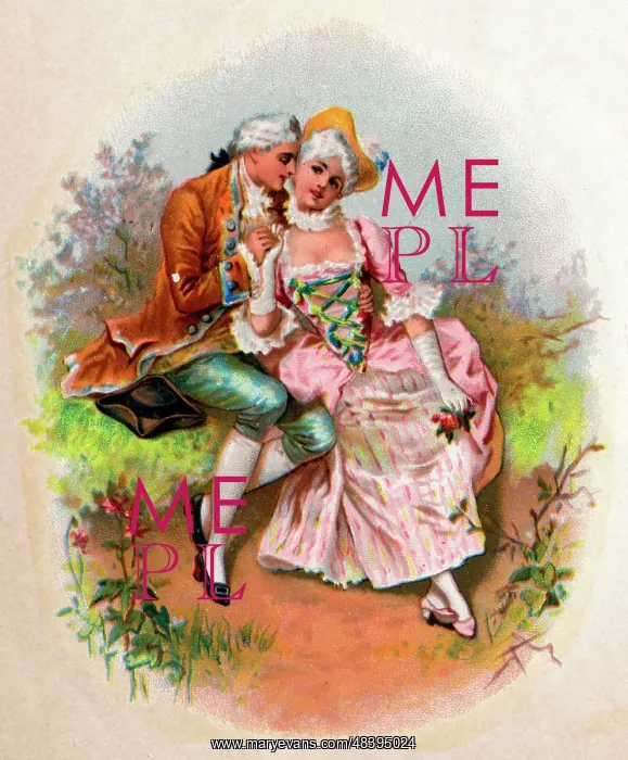 : Victorian Transfer design, loving couple : Victorian Transfer design, loving couple