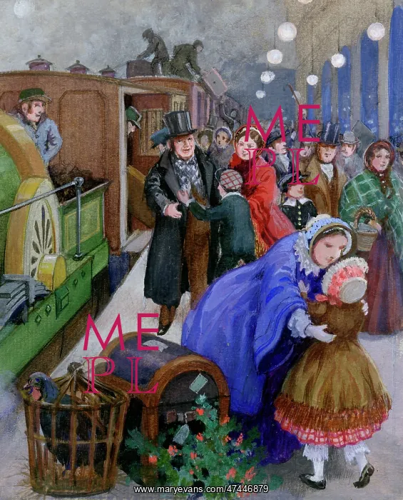 : Victorians Disembarking from Train in Station : Victorians Disembarking from Train in Station