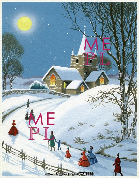 : Victorians going to church in the snow : Victorians going to church in the snow