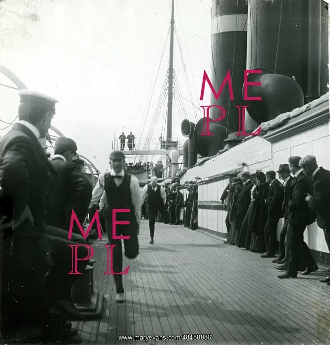 : Victorians Racing on Deck of Ship : Victorians Racing on Deck of Ship