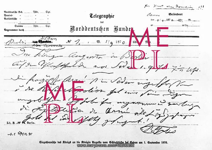 : Victory telegram from Sedan, 01.09.1870 : Victory telegram from Sedan, 01.09.1870