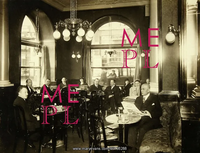 : Viennese coffee house with waiters and many : Viennese coffee house with waiters and many