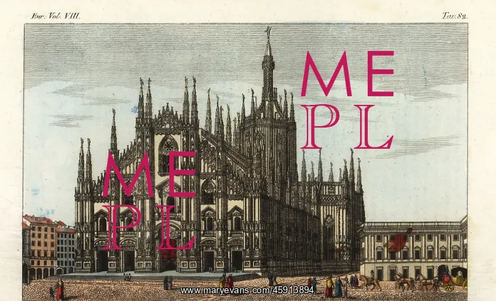 : View of the 14th century Gothic Milan Cathedral : View of the 14th century Gothic Milan Cathedral