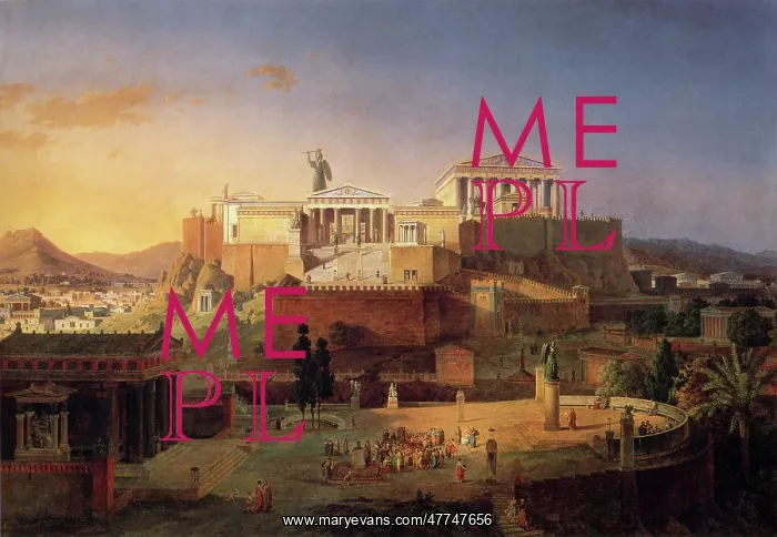 : View of the Acropolis from the West, Athens, Greece : View of the Acropolis from the West, Athens, Greece