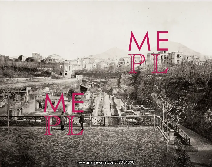 : View of the archaeological site at Herculaneum, Vesuvius : View of the archaeological site at Herculaneum, Vesuvius