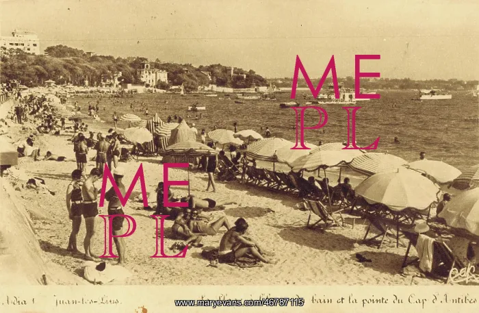 : A view of the beach at La pointe du Cap D'Antibes, 1920s : A view of the beach at La pointe du Cap D'Antibes, 1920s
