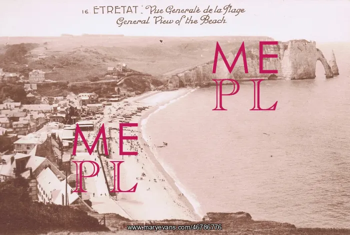 : A view of the beach at the resort of Etretat, 1920s : A view of the beach at the resort of Etretat, 1920s