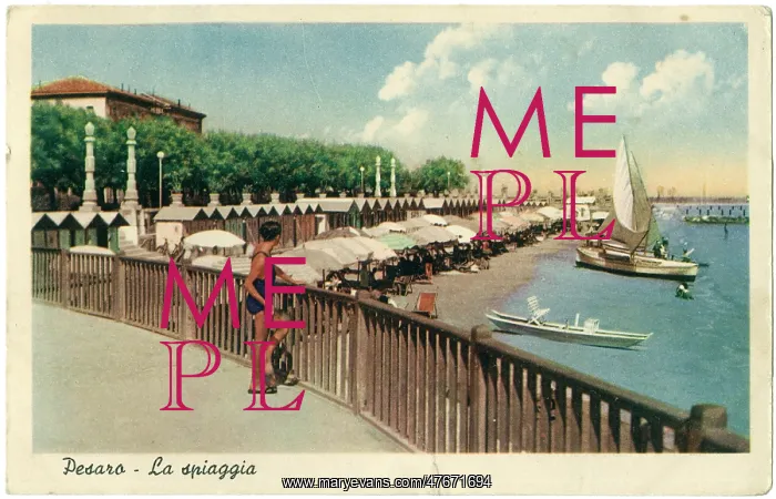  : View of the beach and sea front, Pesaro, Italy