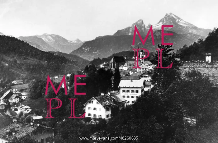: View of Berchtesgaden and Watzmann, around 1890 : View of Berchtesgaden and Watzmann, around 1890
