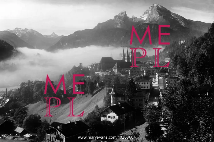 : View of Berchtesgaden and Watzmann, around 1890 : View of Berchtesgaden and Watzmann, around 1890