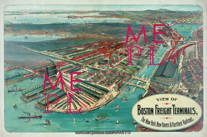 : View of Boston freight terminals, The New York, New Haven & : View of Boston freight terminals, The New York, New Haven &