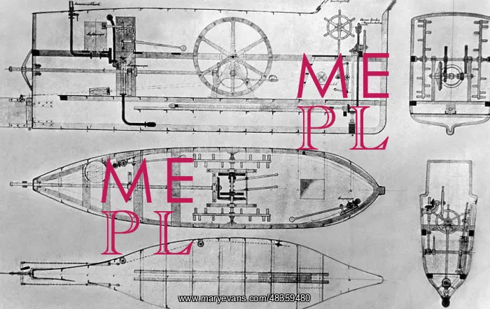 : Side view of the Brandtaucher, ca. 1850 : Side view of the Brandtaucher, ca. 1850